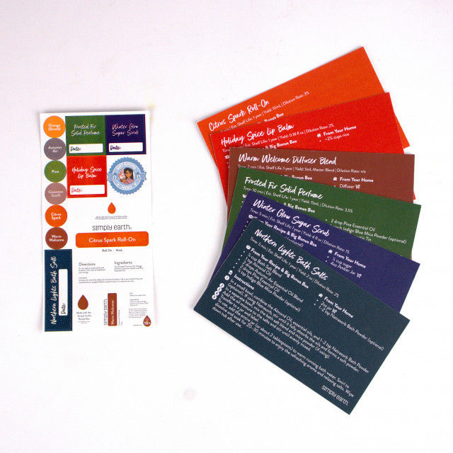 Recipe cards and stickers included in the Recipe Box