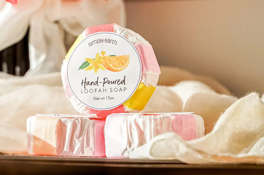 Colorful handmade soaps from a Simply Earth workshop